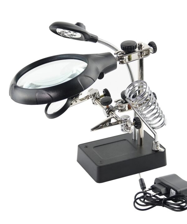 16129-C 2.5X/7.5X/10X LED Lighting Auxiliary Bracket Maintenance Magnifier, EU Plug, US Plug