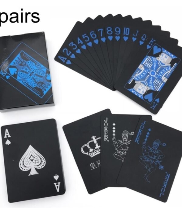 2pairs 54pcs Waterproof Plastic Poker Table Games Cards PVC Magic Playing Cards, Blue, Red