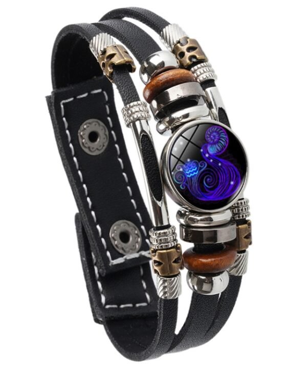 Twelve Constellations Night Light Leather Rope Bracelet Woven Beads Bracelet, Style:, Aquarius, Pisces, Aries, Taurus, Gemini, Cancer, Leo, Virgo, Heaven, Scorpio, Sagittarius, Capricorn