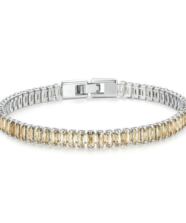 Sparkling Cubic Zirconia Bracelet Gold Plated Copper Jewelry, YIB055-17L, YIB055-19L, YIB055-17LCP, YIB055-19LCP, YIB055-17LVT, YIB055-19LVT