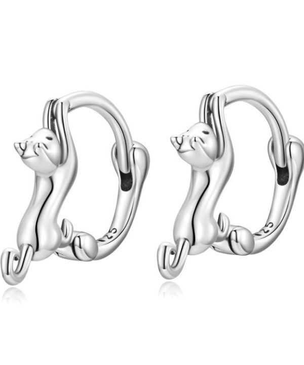 Sterling Silver S925 Diamond Stretch Cat Stretch Earrings, Size:, Small Platinum Plated, Large Platinum Plated, Large Gold Plated, Large Black Gold Plated, Large Rose Gold Plated