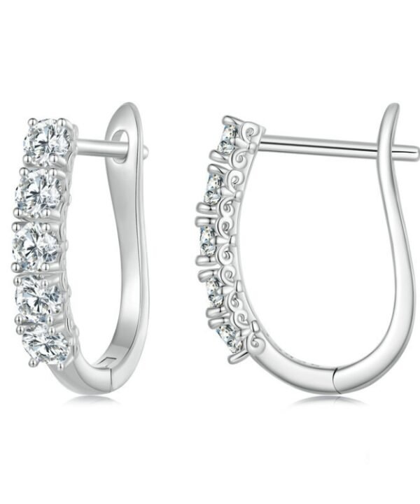 Sterling Silver S925 Moissanite U-Shaped Pattern Earrings, MSE011