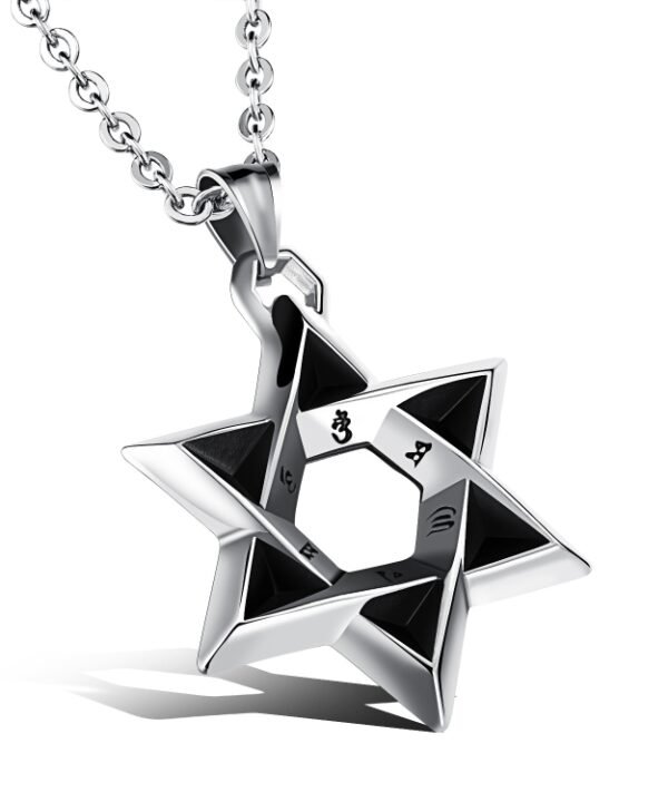 1102 Stainless Steel Necklaces Men Six Pointed Star Pendant, Style:, Pendant+Chain, Single Pendant