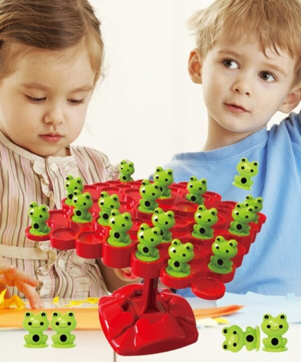 Children Stacking Fun Double Interactive Balance Top Tower, Style:, Frog English Color Box Balance Tree, Frog Balance Battle