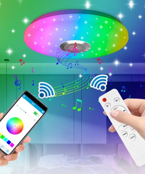 Remote Control Bluetooth LED Ceiling Lamp RGB Music Rhythm Color Changing Lamp, 26cm, 33cm
