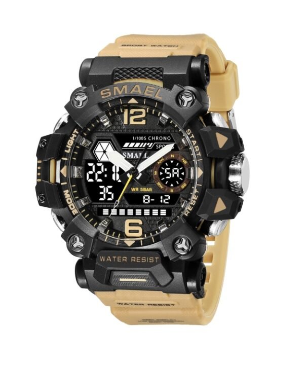 SMAEL 8072 Alloy Outdoor Multifunctional Electronic Watch Men Dual Display Waterproof Watch