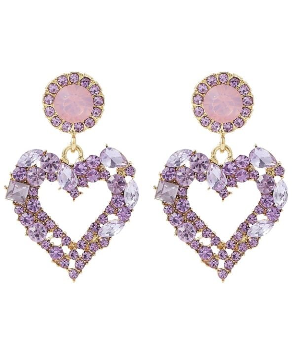 Love Silver Needle Earrings Simple Earrings, E2109-12 Purple Diamond, E2109-13 White Diamond, E2112-9 Gold Asymmetric Love, E2112-10 White K Asymmetric Love