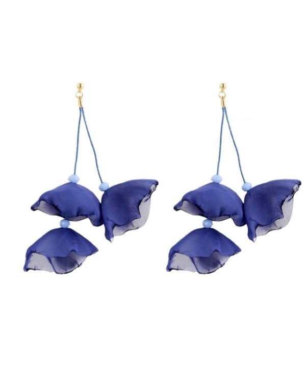 Long Exaggerated Fabric Art Handmade Petal Earrings, E1908-21 Blue, E1908-22 Yellow, E1908-23 Red, E1908-24 Pink, E1908-25 Black, E1908-26 White, E1908-27 Blue, E1908-28 Red, E1908-29 Black, E1908-30 Yellow, E1908-31 Pink, E1908-32 White, E1908-33 Blac...