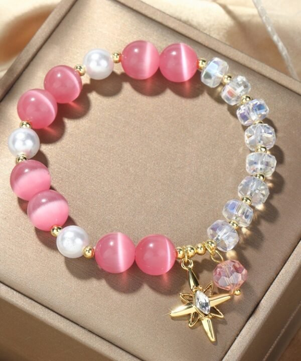 Crystal Beaded Bracelet Ladies Natural Crystal Bracelet, S2207-1 AB Transparent, S2204-1 Pink, S2203-5 Purple, S2204-3 Pink Opal, S2204-2 Blue Opal, S2204-6 Orange+Butterfly, S2204-7 White+Butterfly, S2204-5 Pink Opal, S2203-4 Water Blue+Dolphin...