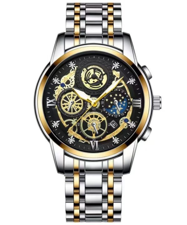 BINBOND 4010 Multifunctional Waterproof Hollowed Luminous Quartz Watch