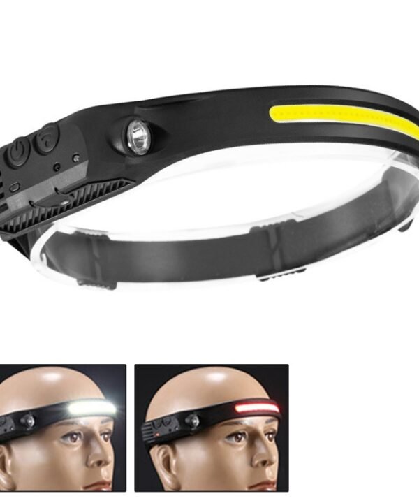 USB Rechargeable Motion Sensor Headlamp COB Outdoor Fishing Flashlight, W689-1 Red+White Light, W689-2 White+Warm Light, W689-3 Red White Warm, W689-2 White Light, W689-3 White Light
