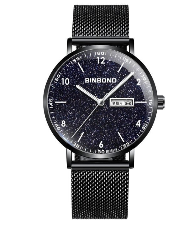 BINBOND B3820 30M Waterproof Ultra-thin Quartz Luminous Starry Watch, Black Net-Black-Starry, White Net-White-Starry, Black Leather-Black-Starry, Black Leather-White-Starry, Black Net-Rose Gold-Starry, Black Leather-Rose Gold-Starry...