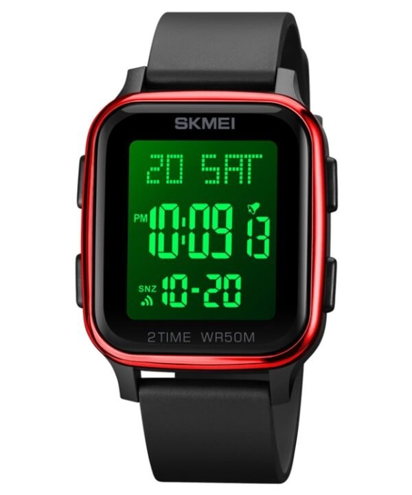 SKMEI 1858 Square Waterproof Digital Dual Display LED Luminous Watch, 1858 Red, 1858 Blue, 1858 Black, 1858 Rose Gold