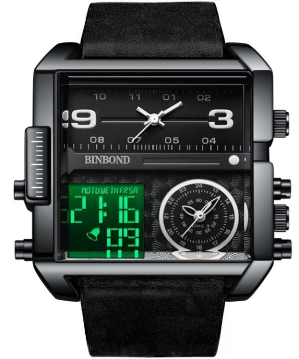 BINBOND B3332 Square Multifunctional Sports Quartz Waterproof Watch