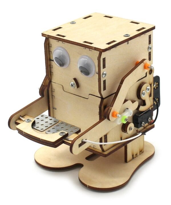 Robot Eating Coins Kids DIY Science Toy Educational Scientific Experiment Kit Wood Craft
