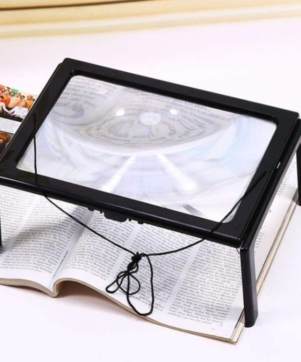 WJ10015 Full Page Reading LED Light Three-dimensional Folding Bracket Magnifying Glass