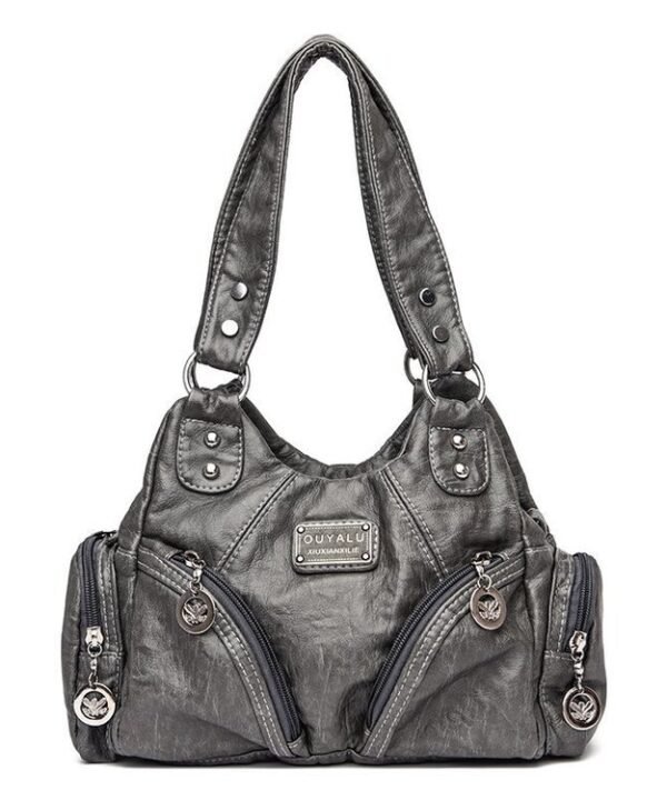 Retro Soft Leather Motorcycle Bag Women Diagonal Shoulder Bag