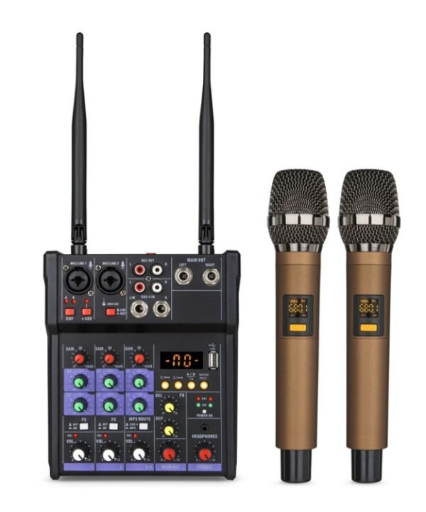 G4-M1 4-way Mixer with Wireless Microphone Effect Device Small K Song Recording Bluetooth Mixer