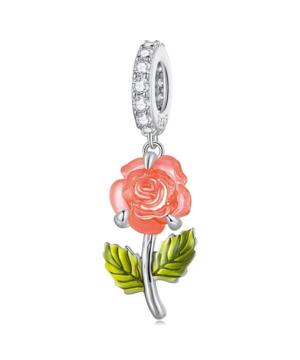 Sterling Silver Zircon Rose UV Color Changing Bead Accessory