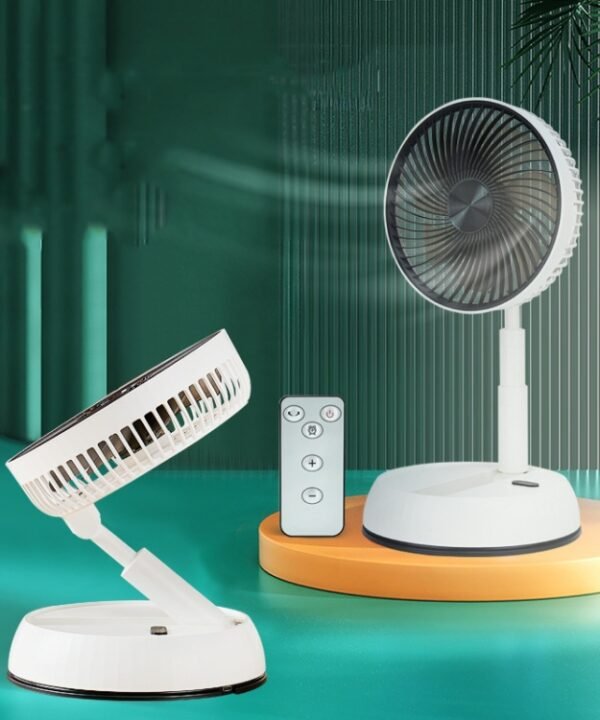 8-inch Portable Folding Telescopic Fan Can Shake Head with Timing & Remote Control, White 6000 mAh