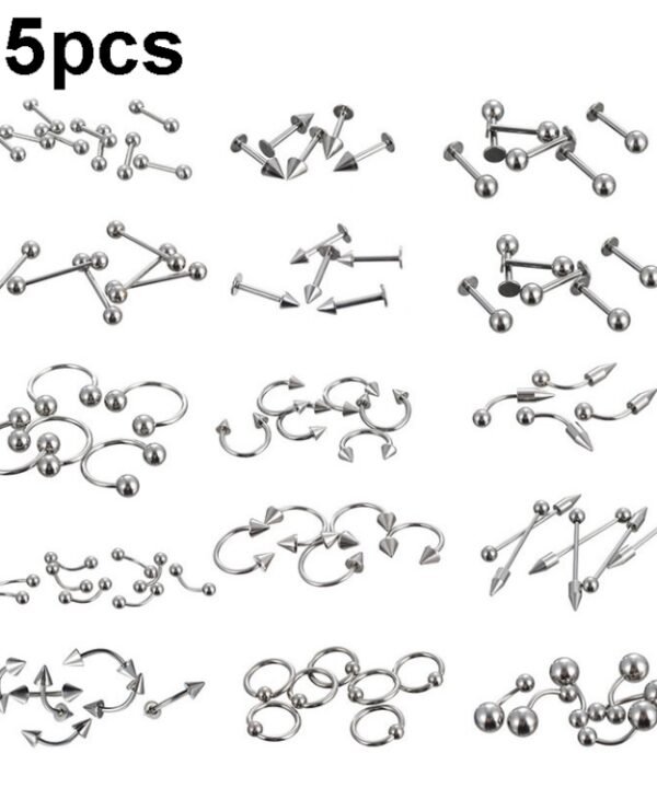 85pcs Piercing Jewelry Stainless Steel Lip Studs Eyebrow Studs Nose Studs