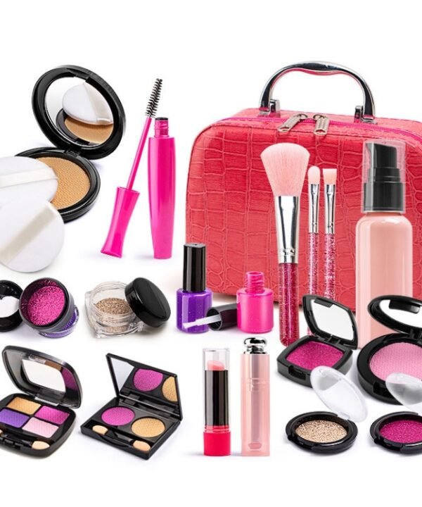 Girls Simulation Dressing Makeup Box Play House Non-toxic Cosmetics Set, 21 In 1 Rose Leather Bag, 21 In 1 Orange Leather Bag, 20 In 1 OPP Bag