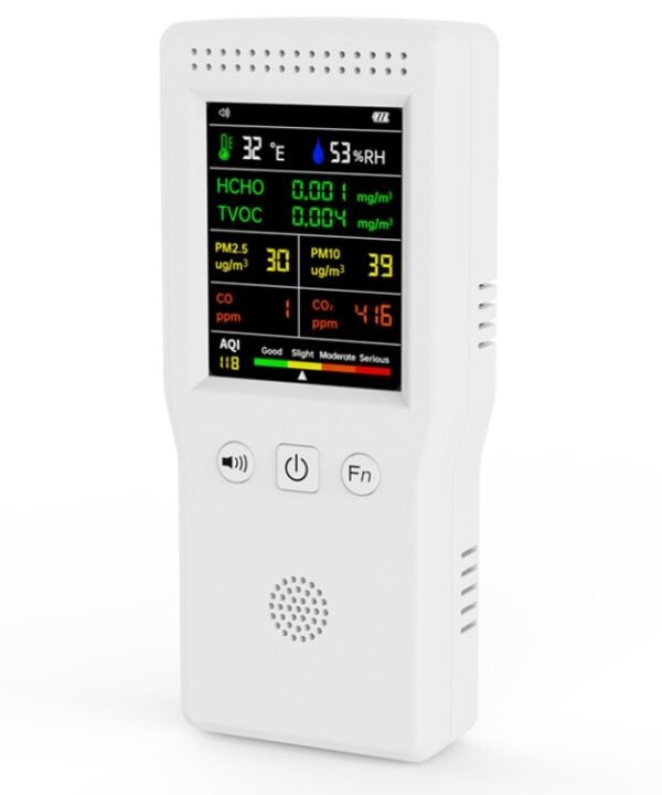 9 In 1 Air Quality Detector Handheld High Precision Formaldehyde Detector, White, Black