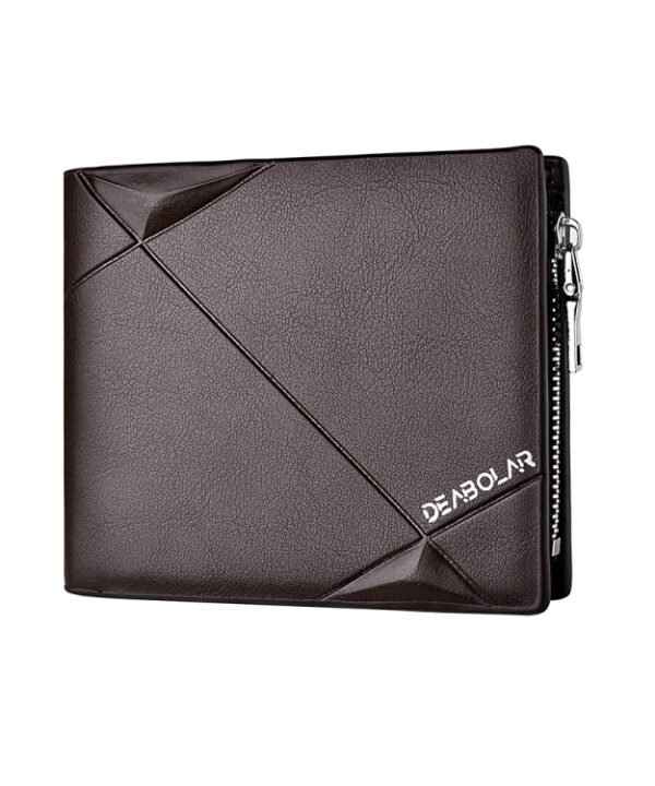DEABOLAR Men Short PU Leather Tri-fold Horizontal Wallet Large-capacity Multi-card Wallet