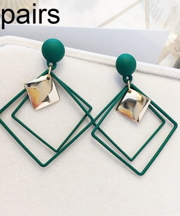5pairs Alloy Double Diamond Stitching Ladies Earrings