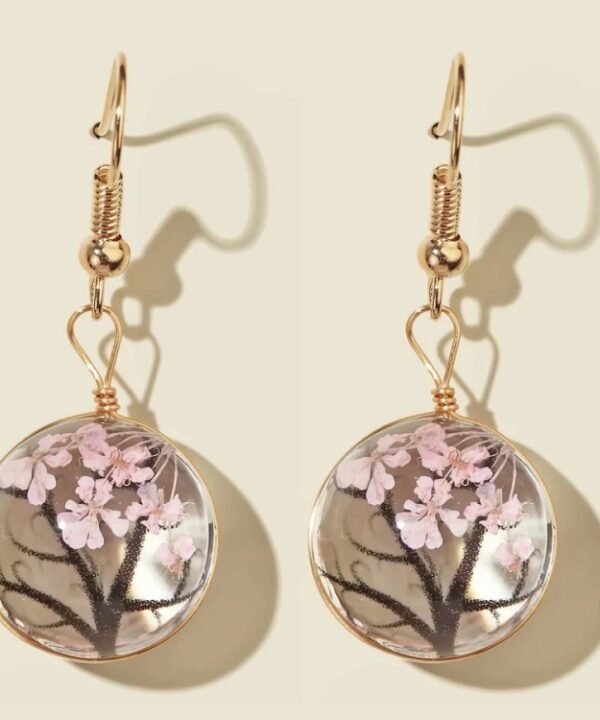 DIY Handmade Glass Dried Flowers Gypsophila Earrings