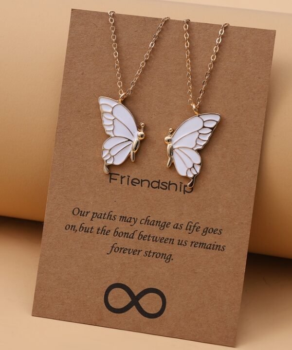 Sisters Mother and Daughter Alloy Drip Oil Butterfly Necklace Clavicle Chain