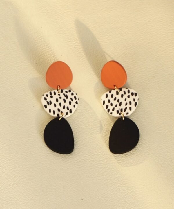 Acrylic Irregular Graphic Stitching Leopard Long Earrings