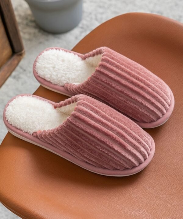 Corduroy Cotton Slippers Winter Warm Non-Slip Thick Sole Flat Shoes, 36-37, 38-39, 40-41, 42-43, 44-45