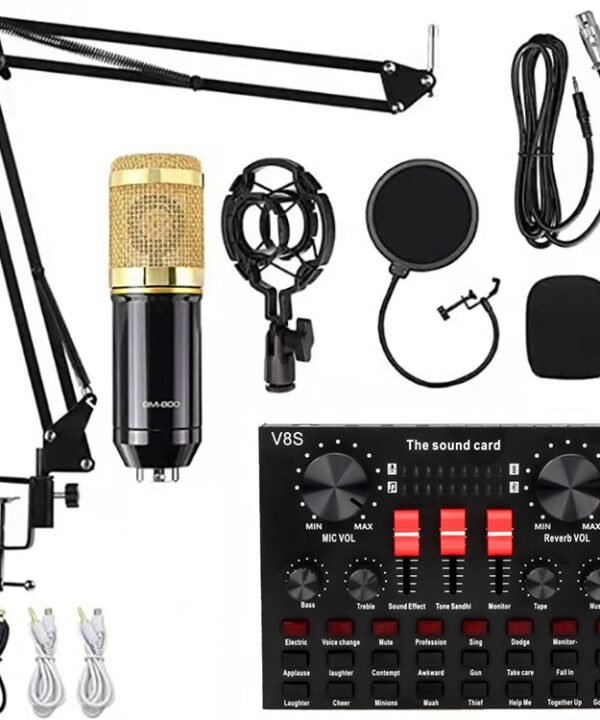 Audio Condenser Mic Studio Singing Microphone, BM800+V8S Sound Card Set, BM800+V8 Sound Card Set