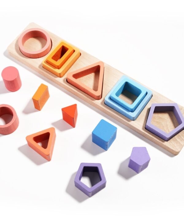 Children Geometric Shapes Color Matching Building Blocks Columns Toys