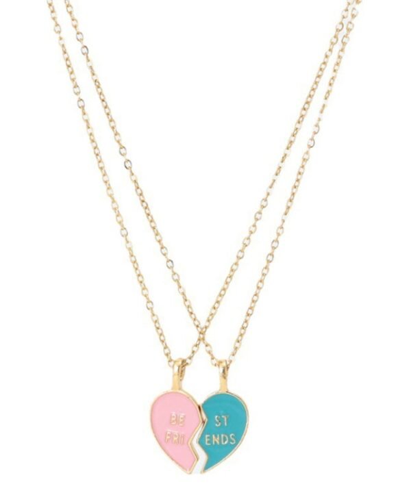 BEST FRIEND Love Lockbone Chain Matching Heart Pendant Friendship Card Necklace