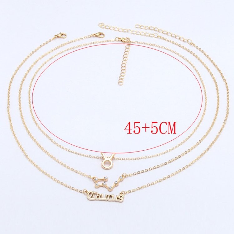 3 In 1 12 Zodiac Signs Necklace Set Retro Alphabet Symbols With Diamonds Jewelry Set, Scorpion Golden, Sagittarius Golden, Capricorn Golden, Taurus Golden, Pisces Golden, Leo Golden, Libra Golden, Cancer Golden, Aquarius Golden, Virgo Golden, Aries Gol... - Image 5