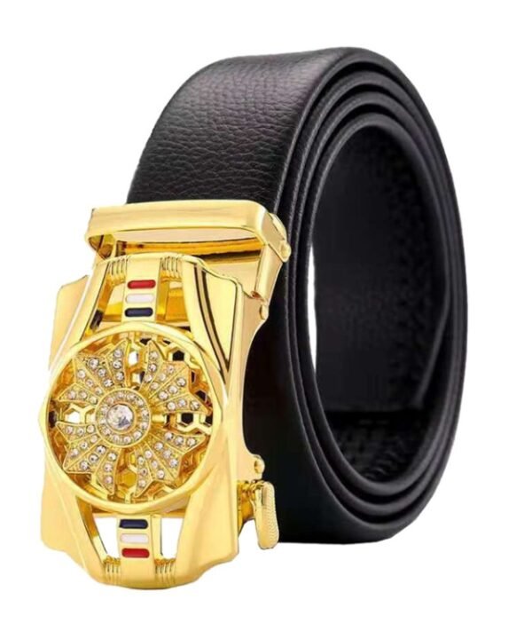 Dandali Scratch-Resistant Wrapped Edge Automatic Buckle Belt Mens Casual Waistbone Belt, 120cm