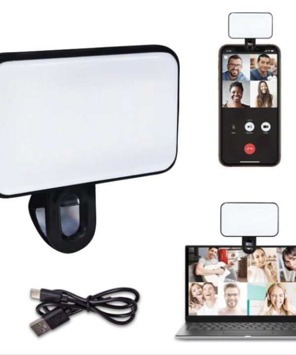 Selfie Fill Light Rechargeable 3 Color Temperature Clip On For Phone, Laptop, Tablet Meeting, 24 LEDs