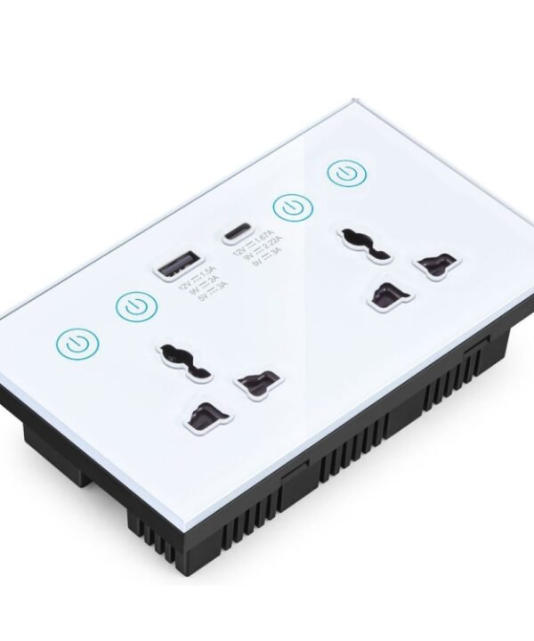 Graffiti Smart Socket With Switch USB+Type-C Dual Port Remote Control Socket, UK Plug, Wifi White, Wifi Black, ZigBee White, ZigBee Black
