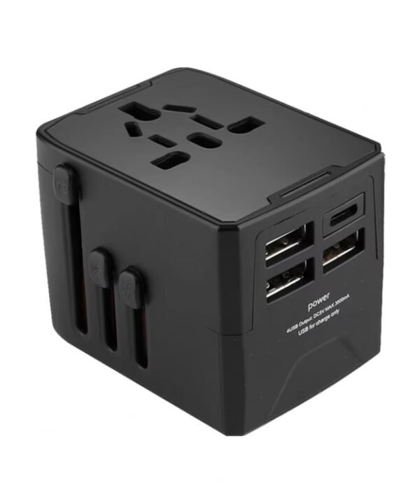 3 x USB & 1 x USB-C / Type-C Travel Plug Adapter International Universal Charging Block, HHT520 Black, HHT520  White