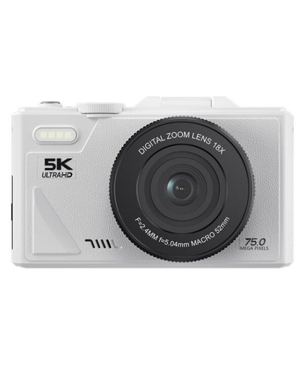 W1 5K HD Digital Camera 75MP 18X Digital Zoom WiFi Video Recorder With Flip Screen, W1 White, W1 Black