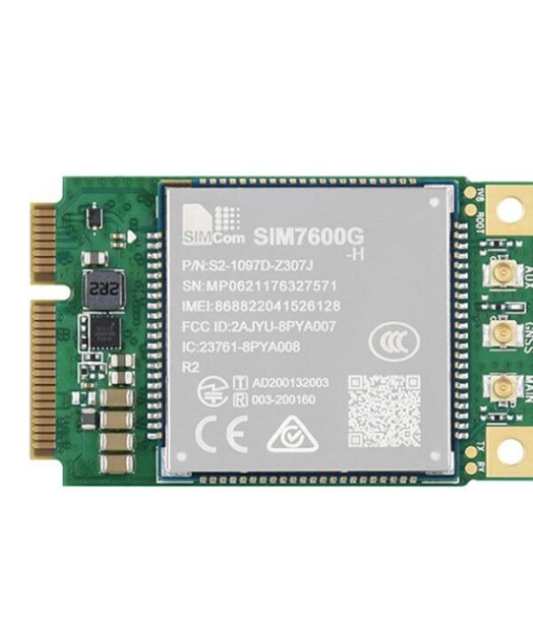 Waveshare SIMCom SIM7600G-H-PCIE 4G LTE Cat-4 Module, Global Coverage, GNSS, Mini-PCIe Connector