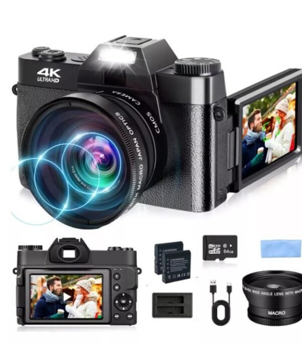 R10 4K HD 75MP Retro Mirrorless Camera 16x Zoom WiFi Digital Camera With 3-Inch Flip Screen, R10 64G Card & Lens Version