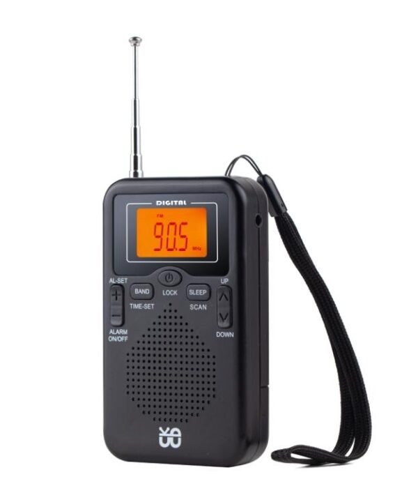 Portable FM/AM Clock-Controlled Stereo Pocket Radio Player, For EU, For US