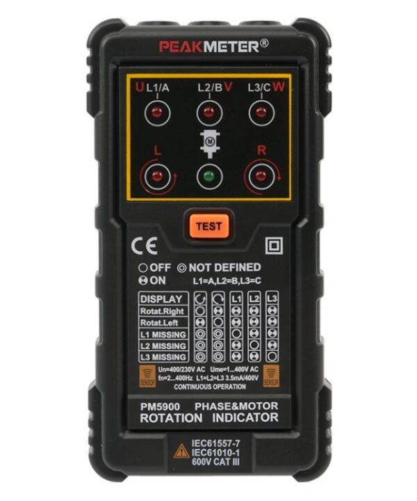 PEAKMETER Three-phase AC Motor Rotation Phase Sequence Tester, PM5900
