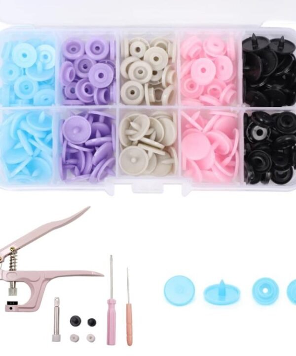 No-Seam Snap Fastener Plastic Snaps With Storage Box Installation Tool, 50pcs /Sets Mixed Colors, 120pcs /Sets Mixed Colors