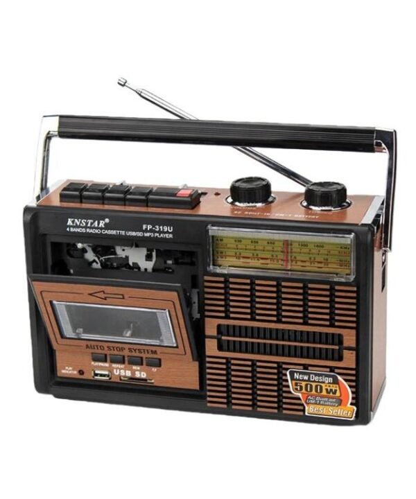 KNSTAR FP-319BT FM/AM/SW1-2 Bluetooth Portable Radio Card-Insertable High-Volume Cassette Player, EU