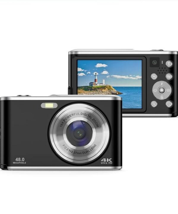 HD 4K Dual Lens Selfie Digital Camera Portable Card-Style CCD Student Camera, Black, White, Black+32G Memory Card, White+32G Memory Card
