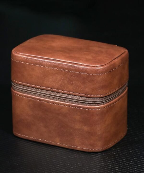 Lily-patterned Watch Case With Zipper Leather Watch Storage Pouch